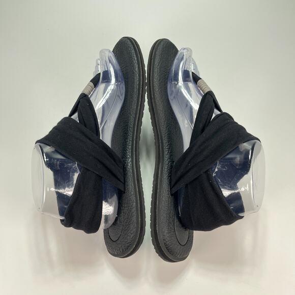 Sanuk Yoga Sling 2 Black Flip Flop Slingback Yoga Sandals SWS1001 Women's Size 9 - Picture 7 of 9